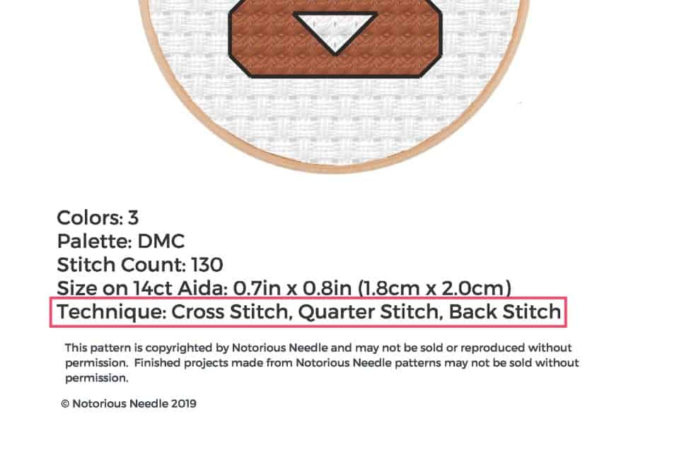 Stitching Techniques Example for a Counted Cross Stitch Pattern