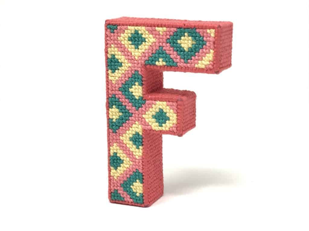 3D Retro Cross Stitch Letter F