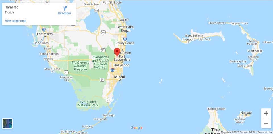 Map to Tamarac Florida